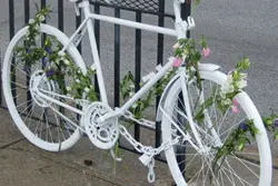 James Langergaard's ghost bike on Queens Boulevard, courtesy Ghost Bikes.